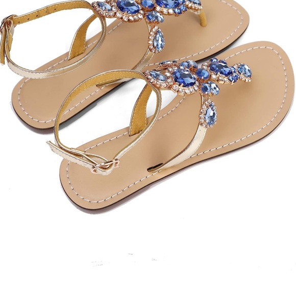 GUC Blue Rhinestone Boho Sandals - Picture 5 of 5